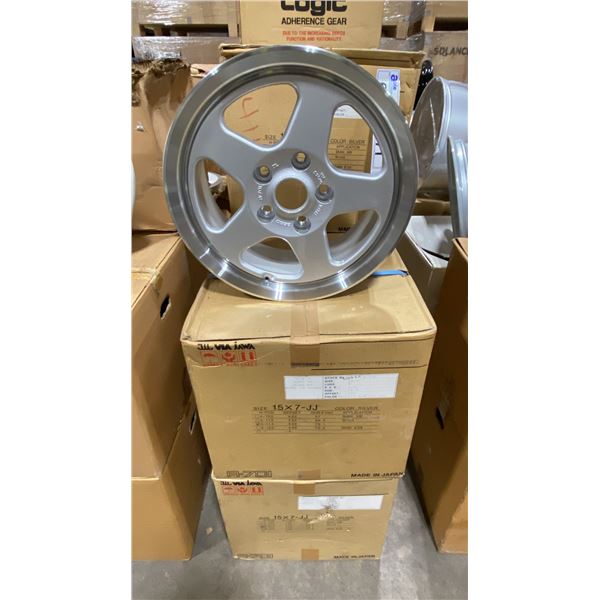 SET OF 4 JWL VIA JAWA 15X7 -JJ SILVER 5 BOLT VINTAGE PROFESSIONAL VEHICLE RIMS