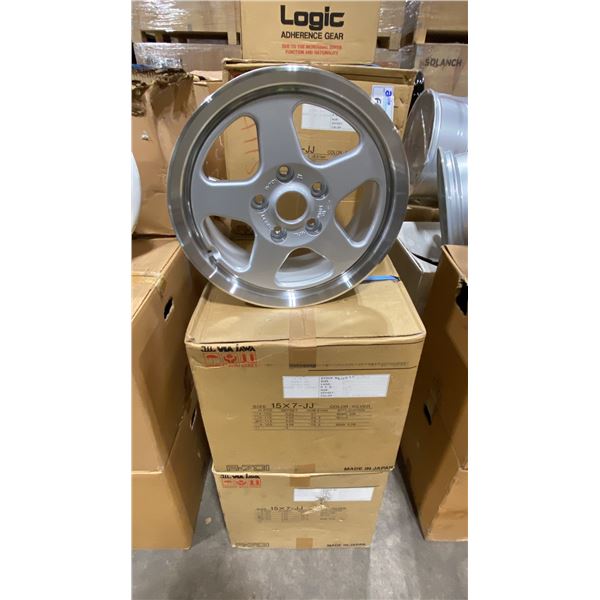 SET OF 4 JWL VIA JAWA 15X7 -JJ SILVER 5 BOLT VINTAGE PROFESSIONAL VEHICLE RIMS
