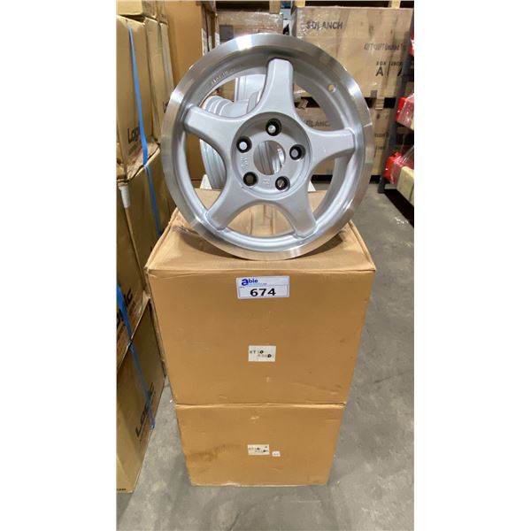 SET OF 4 JWL VIA JAWA 15X6 1/2 -JJ SILVER 5 BOLT VINTAGE PROFESSIONAL VEHICLE RIMS