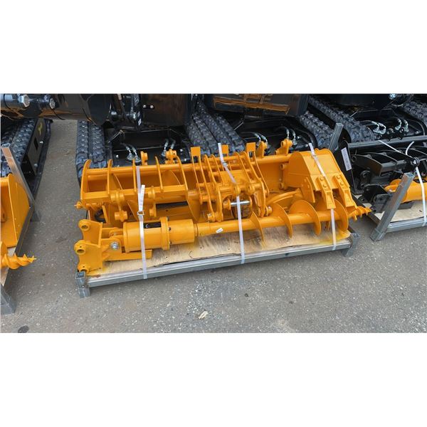 8 PCS 301 YELLOW MINI EXCAVATOR MULTI ATTACHMENT SET INCLUDING SMALL DIGGING / CLEANING BUCKETS