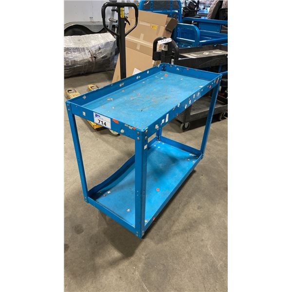 BLUE METAL 2 TIER MOBILE UTILITY CART