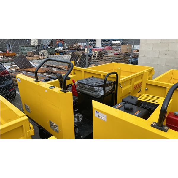 SDLANCH SDLD25 YELLOW RIDE ON GAS POWERED MINI CRAWLER DUMPER, 3 SPEED WITH 9" TRACKS &