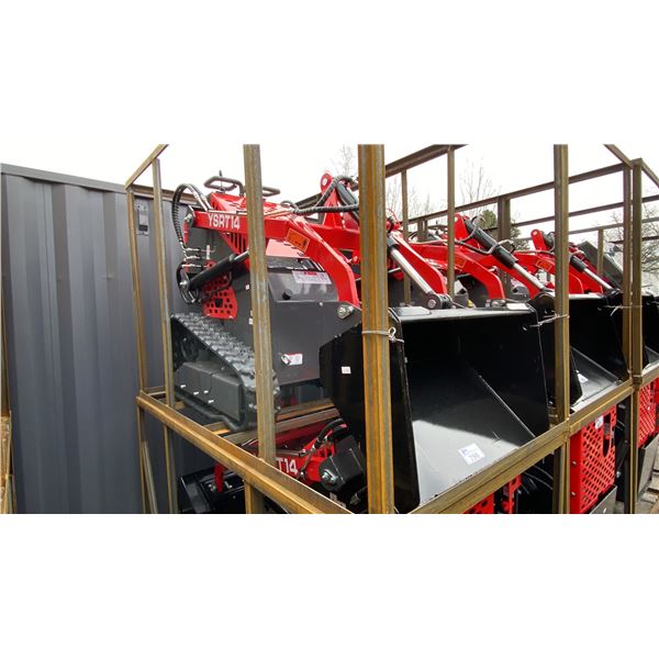 AGT INDUSTRIAL YSRT14 RED GAS POWERED RUBBER TRACK RIDE ON HYDRAULIC MINI SKID STEER/LOADER WITH