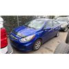 Image 1 : 2012 HYUNDAI ACCENT, 4DRSD, BLUE, VIN KMHCT4AEXCU180280,