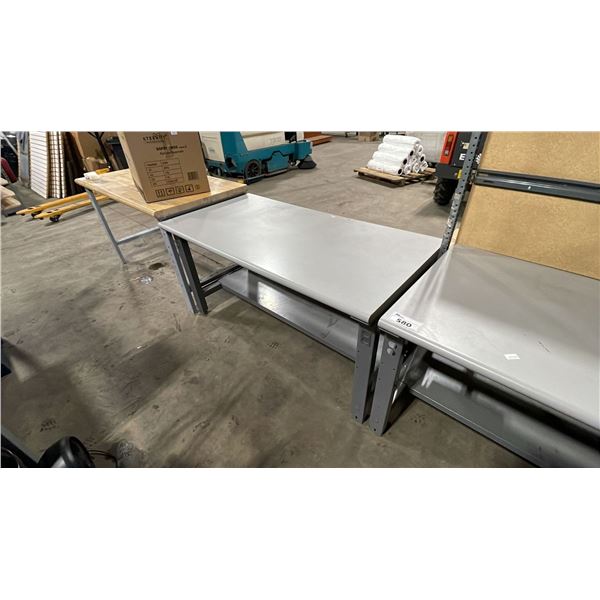 GREY ADJUSTABLE HEIGHT METAL FRAMED 60"W X 30"D INDUSTRIAL TECHNICAL STYLE WORKBENCH