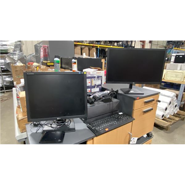 DESK TOP PC WITH 2 LG MONITORS *NO HARD DRIVE, HARD DRIVE REMOVED*