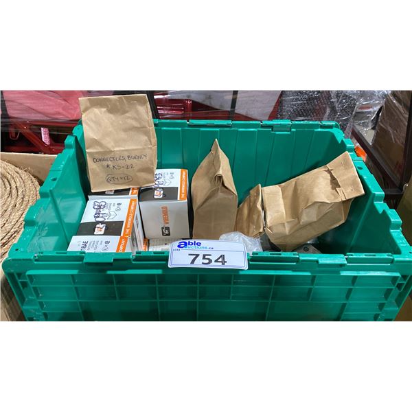 GREEN FOLD TOP BIN OF WIREMOLD CORNER COUPLING,DELTA GAS BALL VALVES, ELECTRICAL SERVICE ENTRANCE