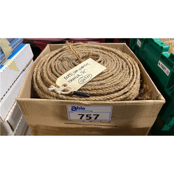 APPROX 1247 FT OF SEA WORTHY MANILA ROPE 1/4"