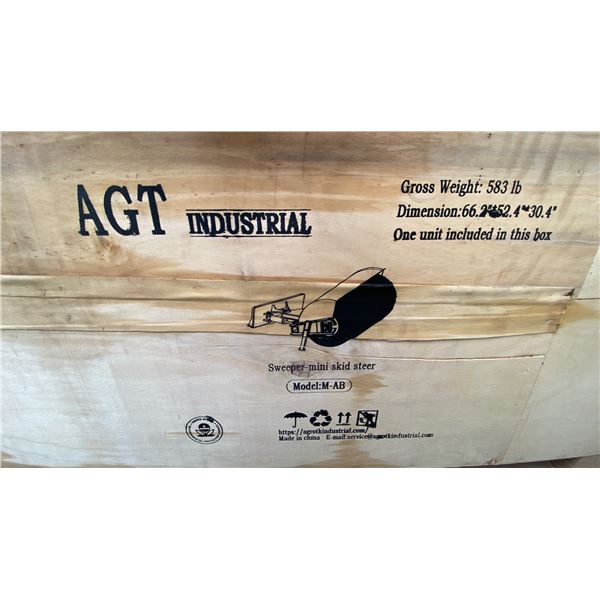 AGT M-AB MINI SKID STEER SWEEPER ATTACHMENT IN WOODEN CRATE