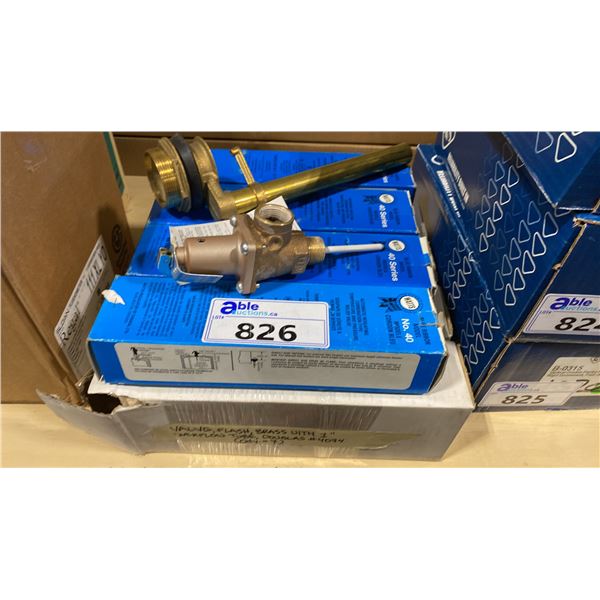 4 ASSORTED WATTS BLUE RIBBON NO.40 TEMPERATURE AND PRESSURE RELIEF VALVES & 7 DOUGLAS 4074 BRASS