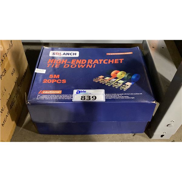 2 BOXES OF 20 SDLANCH HIGH-END 5M RATCHET TIE DOWN STRAPS