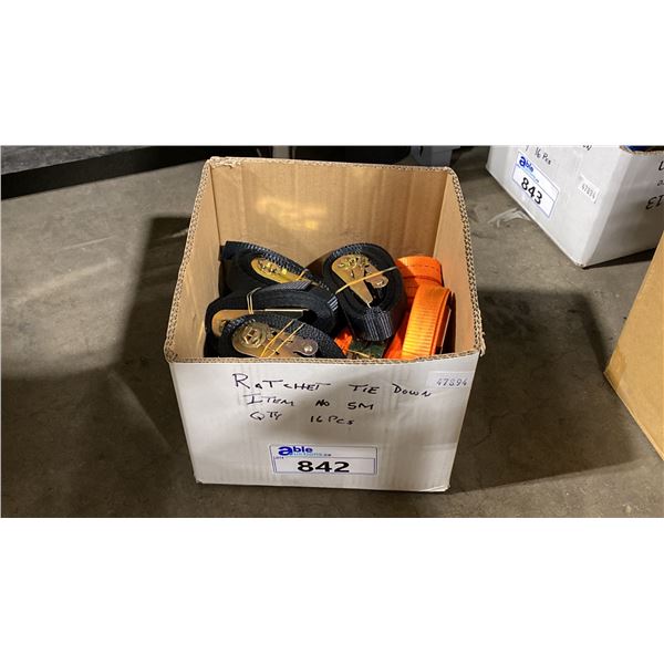 BOX OF ASSORTED RATCHET TIE DOWN STRAPS
