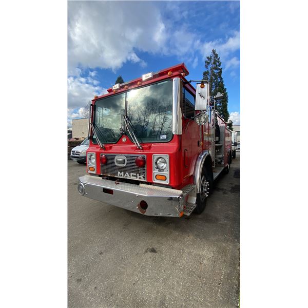 1989 MACK FIRE PUMPER TRUCK, 2DR, RED, VIN 1M2K163C6KM001787,