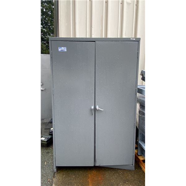 ULINE GREY METAL 48"W X 24"D X 78"H INDUSTRIAL 2 DOOR CONSUMABLES CABINET