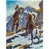 Image 1 : “Battle at Sundown” Bighorn Sheep Original Oil Painting by Dan Andrews