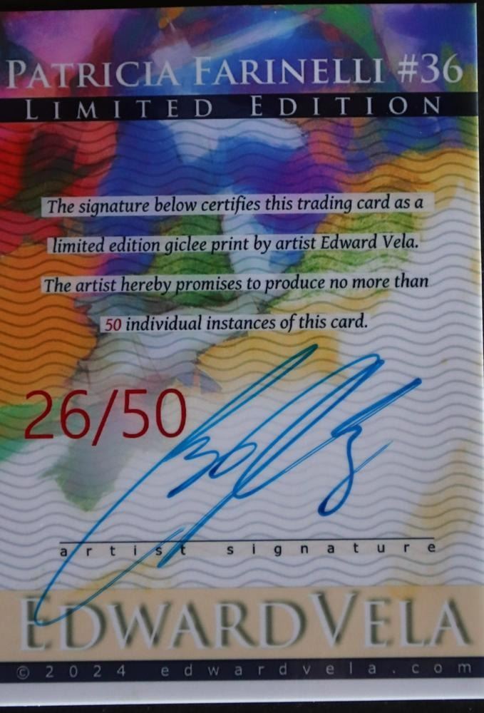 Playboy Playmate Patricia Farinelli Trading Card signed by Artist
