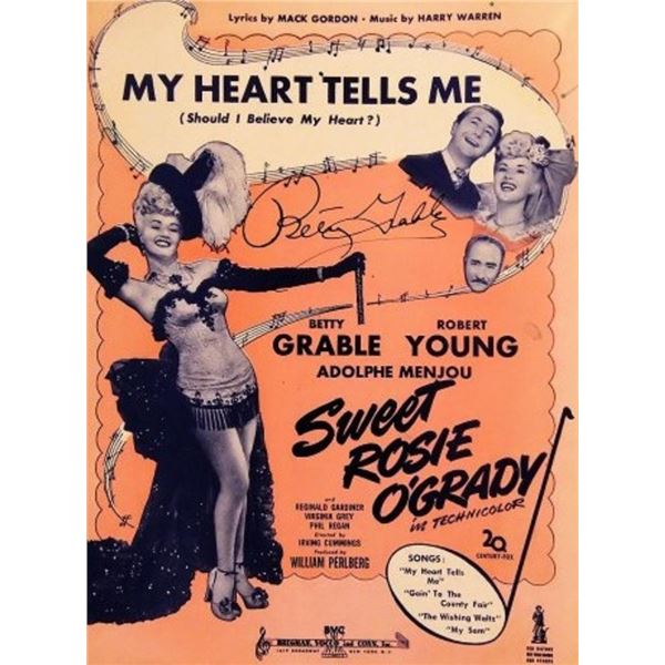 Betty Grable signed sheet music