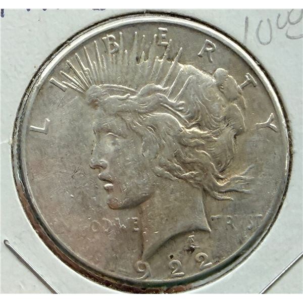 PEACE SILVER DOLLAR - 1922S