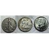 Image 16 : THREE DESIGNS OF THE US SILVER HALF DOLLAR: WALKING LIBERTY SILVER HALF DOLLAR - 1946; BEN FRANKLIN 