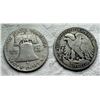 Image 14 : TWO DESIGNS IN THE SAME DECADE:  WALKING LIBERTY SILVER HALF DOLLAR - 1946; BEN FRANKLIN SILVER HALF