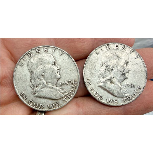 BEN FRANKLIN SILVER HALF DOLLAR - 1950D, 1951D