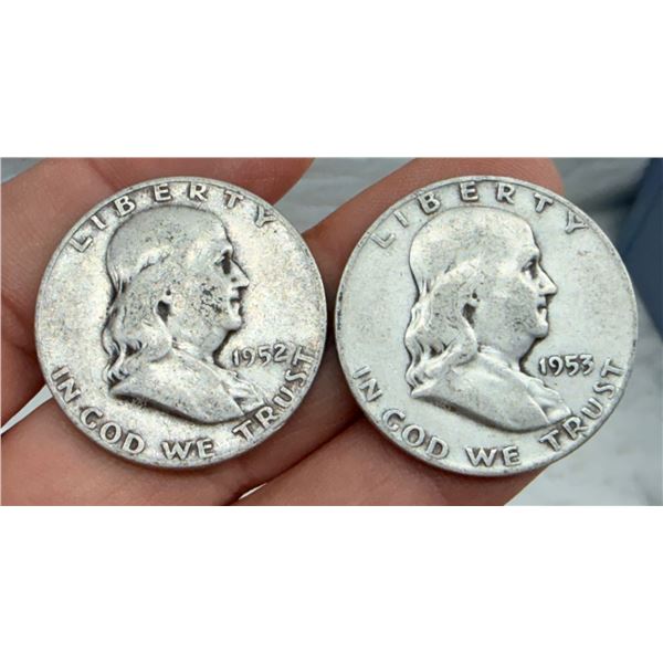 BEN FRANKLIN SILVER HALF DOLLAR - 1952D, 1953D