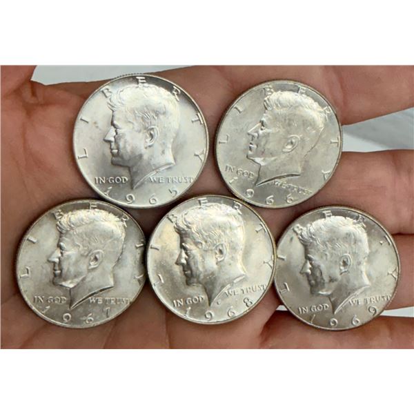 KENNEDY HALF DOLLARS - 1965, 1966, 1967, 1968D, 1969D