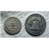 Image 11 : TWO TYPES OF COINS FROM THE SAME YEAR: BEN FRANKLIN SILVER HALF DOLLAR - 1954D; WASHINGTON SILVER QU