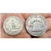 Image 2 : TWO TYPES OF COINS FROM THE SAME YEAR: BEN FRANKLIN SILVER HALF DOLLAR - 1954D; WASHINGTON SILVER QU