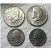 Image 15 : FOUR COINS FROM THE SAME YEAR: KENNEDY HALF DOLLAR - 1966 (X2); WASHINGTON QUARTER DOLLAR - 1966 (X2