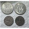 Image 16 : FOUR COINS FROM THE SAME YEAR: KENNEDY HALF DOLLAR - 1966 (X2); WASHINGTON QUARTER DOLLAR - 1966 (X2