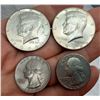 Image 1 : FOUR COINS FROM THE SAME YEAR: KENNEDY HALF DOLLAR - 1966 (X2); WASHINGTON QUARTER DOLLAR - 1966 (X2