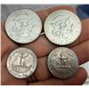 Image 2 : FOUR COINS FROM THE SAME YEAR: KENNEDY HALF DOLLAR - 1966 (X2); WASHINGTON QUARTER DOLLAR - 1966 (X2