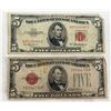 Image 1 : $5 UNITED STATES NOTE - SERIES 1928C AND 1953A - RED TREASURY SEAL; LOT OF 2