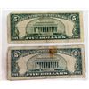 Image 4 : $5 UNITED STATES NOTE - SERIES 1928C AND 1953A - RED TREASURY SEAL; LOT OF 2