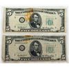 Image 1 : $5 UNITED STATES FEDERAL RESERVE NOTE – SERIES OF 1950A, LIGHT GREEN TREASURY SEAL; LOT OF 