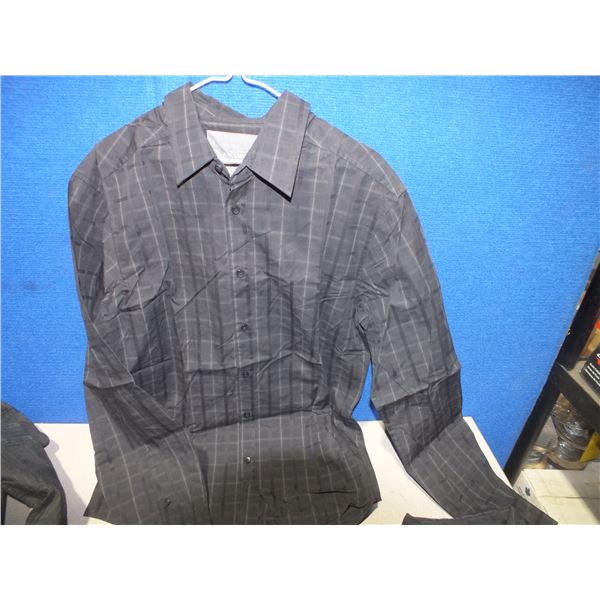Large Mens Black Long Sleaved Dress Shirt