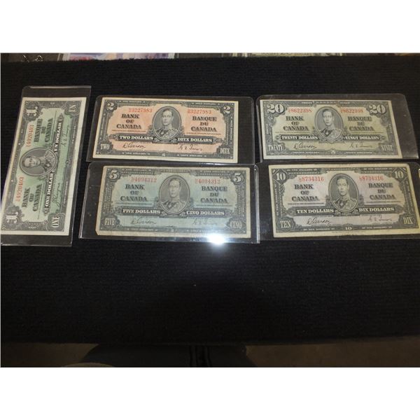 5 1937 Canadian Bills