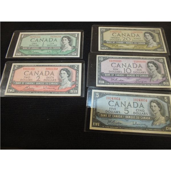 5 1954 Canadian Bills