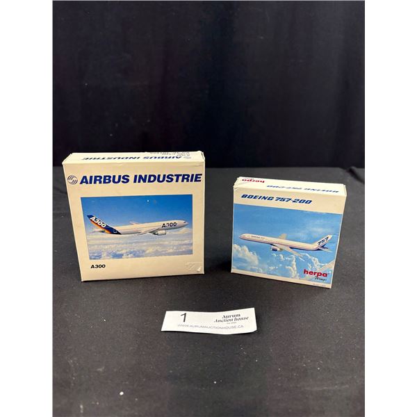2 Diecast Planes in Box, Bowing 757 and Airbus
