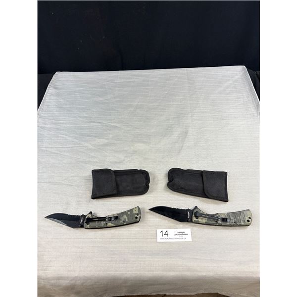 2 New Maxam Folding Knives in Sheaths