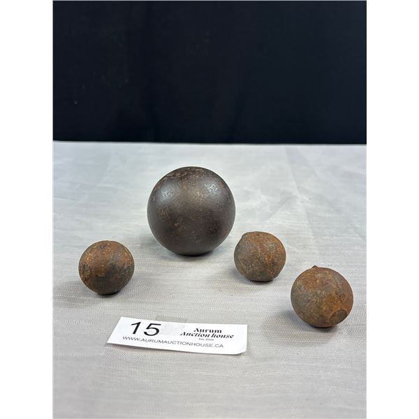 Lot of 4 Antique Cannonballs Dug in Naniamo BC