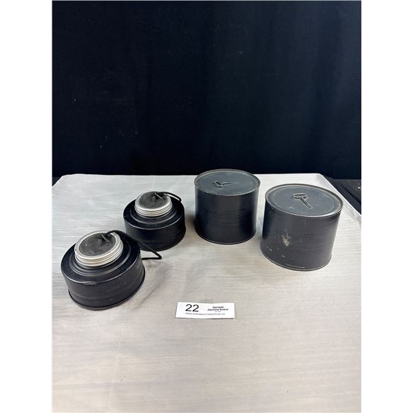 Lot of 4 Gas Mask Filiters, 2 Still Sealed in Containers