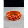 Image 2 : Exquisite Carved Antique 1920s High Relief Coral Celluloid Bangle Fabulous!
