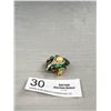 Image 1 : Exquisite Unsigned Designer Stone Set Enamel Frog Brooch Solid