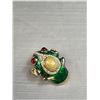 Image 2 : Exquisite Unsigned Designer Stone Set Enamel Frog Brooch Solid