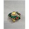 Image 4 : Exquisite Unsigned Designer Stone Set Enamel Frog Brooch Solid