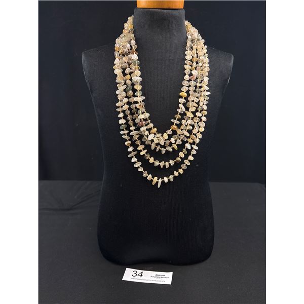 Gorgeous Vintage C.1970s Moonstone and Rutilated Quartz Hand Knotted Bead Necklace Awesome