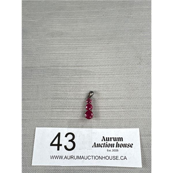 Genuine Vintage Ruby Stone Sterling 925 Pendant