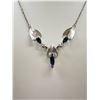 Image 2 : Antique White Gold Necklace Marked Gold Filled Saphire Stones